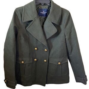 American Eagle 🦅 Army Green Wool Blend Military Coat NWT